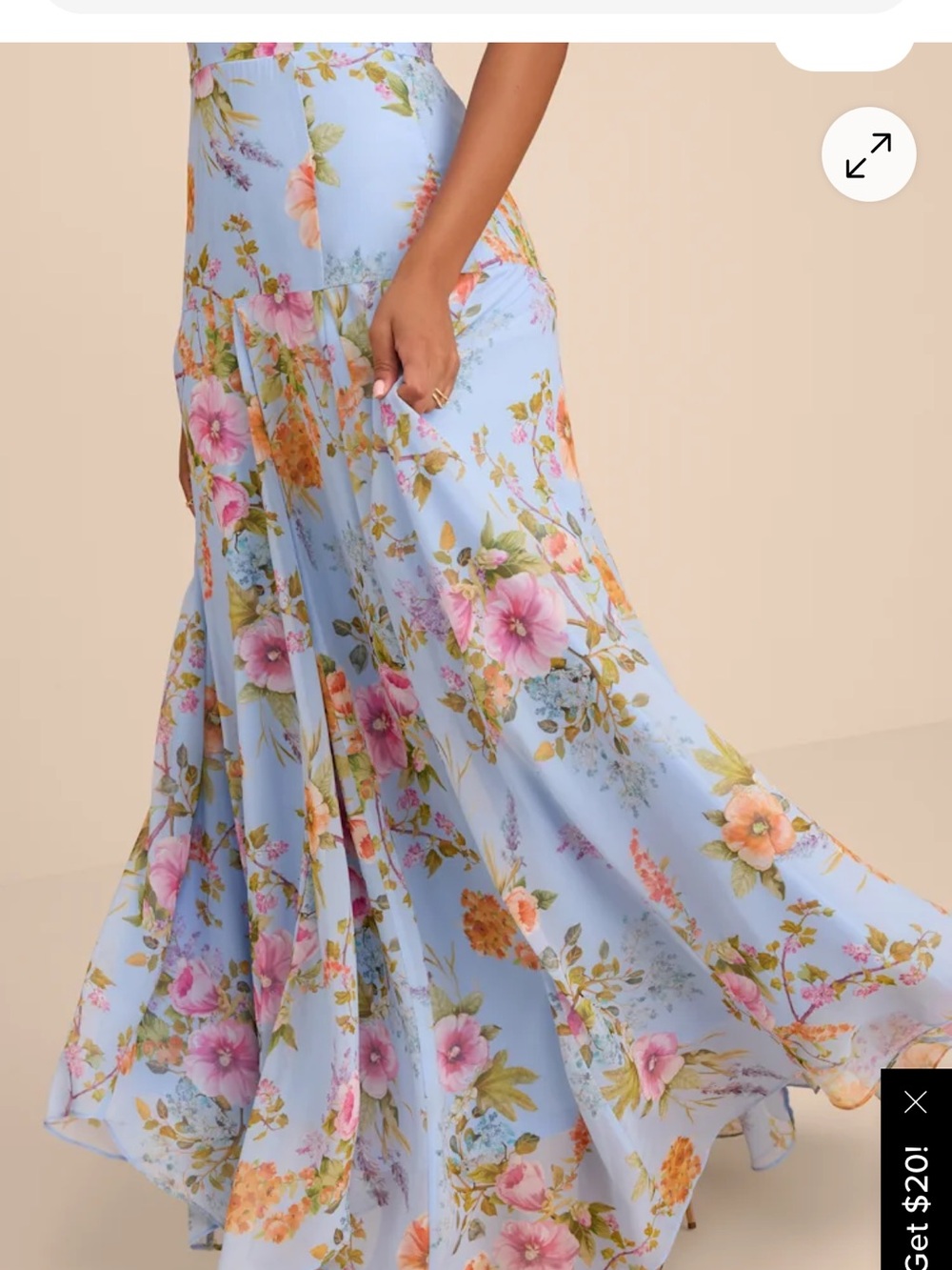 Lulu's Light Blue Strapless Floral Maxi Dress - Picture 2 of 4